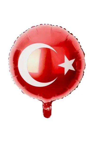 18 INC YUVARLAK TÜRK BAYRAĞI FOLYO BALON 45*45