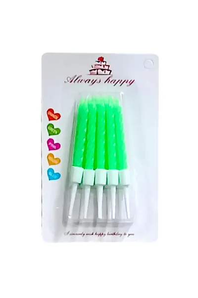 10 LU KÜÇÜK BURGULU YEŞİL MUM 7.5 CM