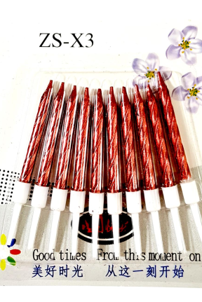 10 LU BURGULU KIRMIZI MUM 7.5CM