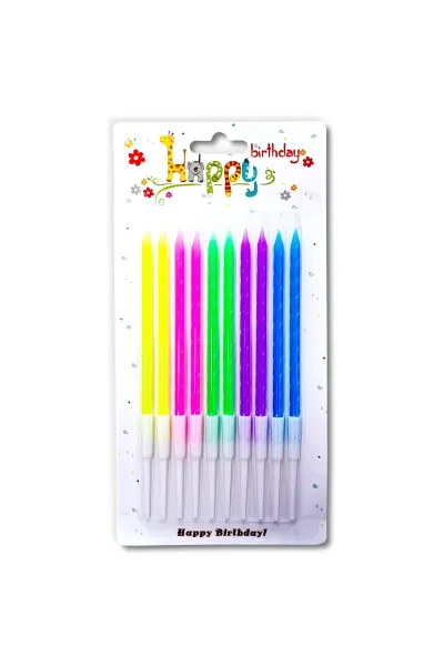 10 LU İNCE RENKLİ BURGULU MUM 13CM