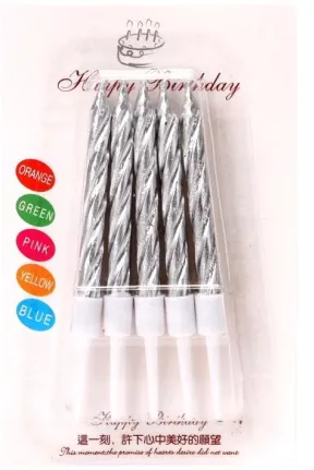 10 LU KÜÇÜK BURGULU GÜMÜŞ MUM 7.5 CM