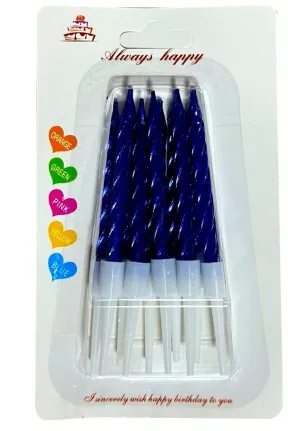 10 LU KÜÇÜK BURGULU MAVİ MUM 7.5 CM