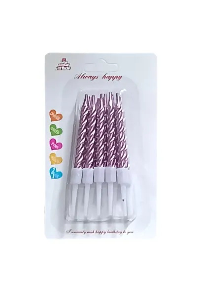 10 LU KÜÇÜK BURGULU PEMBE MUM 7.5 CM