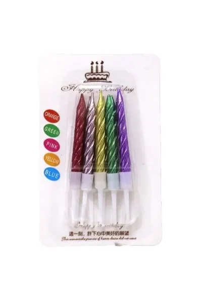 10 LU KÜÇÜK BURGULU RENKLİ MUM 7.5 CM