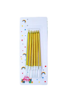 6 LI İNCE UZUN GOLD MUM 13CM