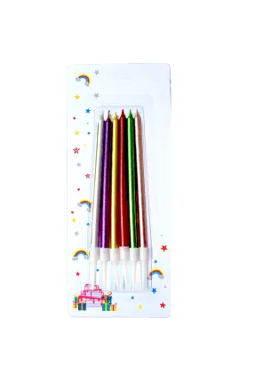 6 LI İNCE UZUN RENKLİ MUM 15CM