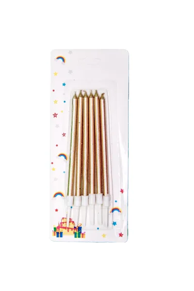 6 LI İNCE UZUN ROSEGOLD MUM 13CM