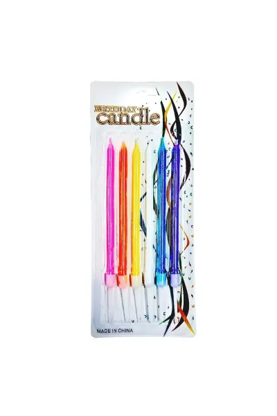 6 LI MAKARON RENKLİ MUM 14CM