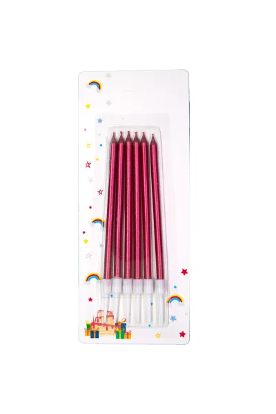 6 LI İNCE UZUN KIRMIZI MUM 13CM