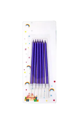 6 LI İNCE UZUN LACİVERT MUM 13CM