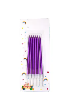 6 LI İNCE UZUN MOR MUM 13CM