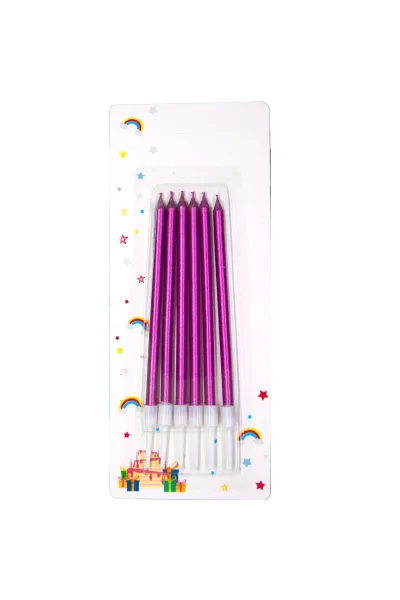 6 LI İNCE UZUN PEMBE MUM 13CM