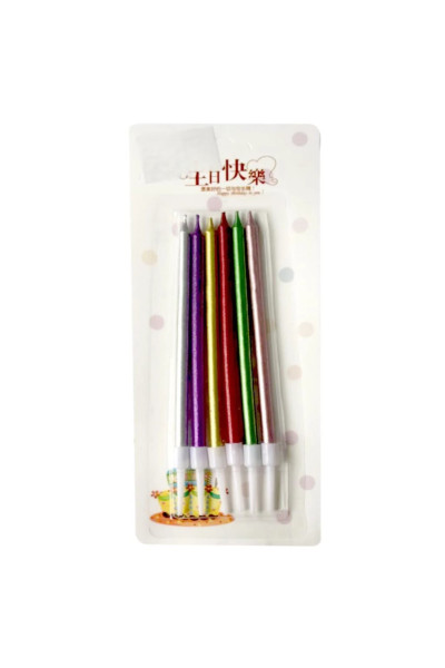 6 LI İNCE UZUN RENKLİ MUM 13CM