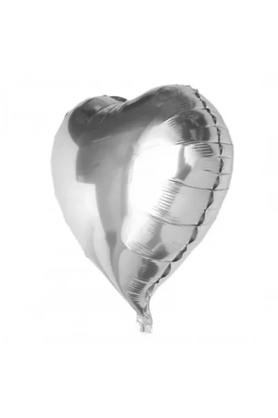 34 İNC KALP GÜMÜŞ FOLYO BALON 100 CM