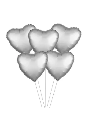 5 Lİ 15 İNÇ KALP GÜMÜŞ FOLYO BALON