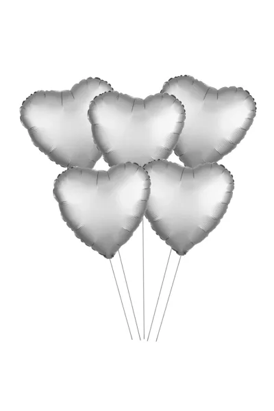 5 Lİ 15 İNÇ KALP GÜMÜŞ FOLYO BALON