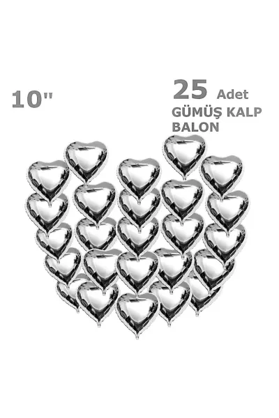 25 KALPLİ 10 İNC GÜMÜŞ SET BALON