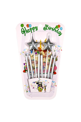 2 Lİ ÇUBUKLU YILDIZ GÜMÜŞ MUM