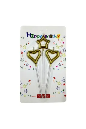 3 LÜ ÇUBUKLU ORTASI BOŞ 1 YILDIZ 2 KALP GOLD MUM