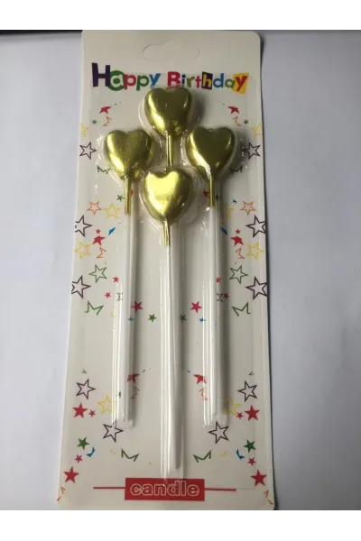 4 LÜ ÇUBUKLU KALP GOLD MUM 13.5CM