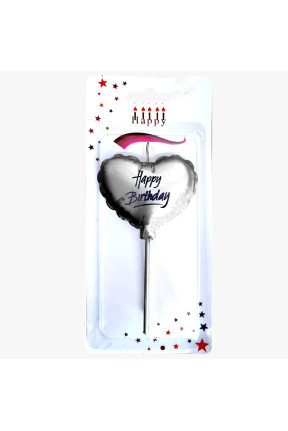 HAPPY BİRTHDAY KALP GÜMÜŞ MUM