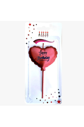HAPPY BİRTHDAY KALP KIRMIZI MUM