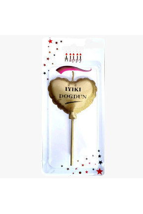 İYİKİ DOĞDUN KALP GOLD MUM