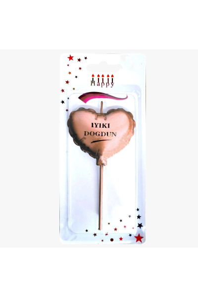 İYİKİ DOĞDUN KALP ROSEGOLD MUM