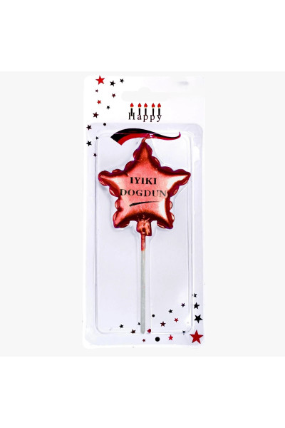 İYİKİ DOĞDUN YILDIZ KIRMIZI MUM