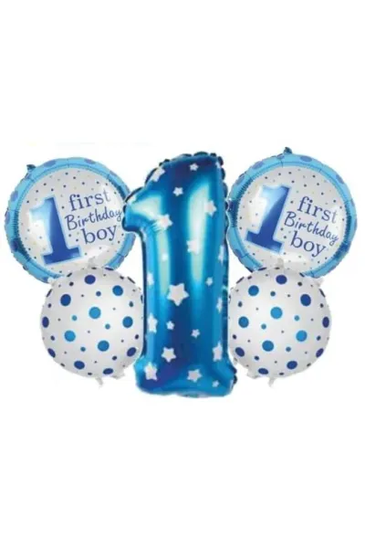 1 YAŞ MAVİ 5Lİ SET BALON