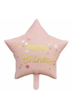 RETRO YILDIZ HAPPY BİRTHDAY FOLYO BALON 47*47 / 18 INC PEMBE