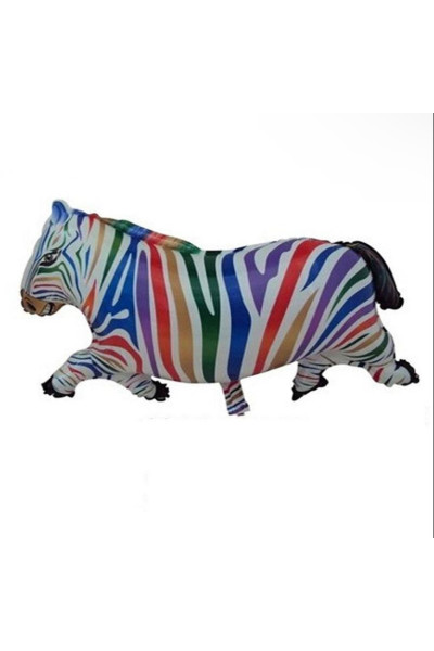 AYAKLI RENKLİ ZEBRA FOLYO BALON