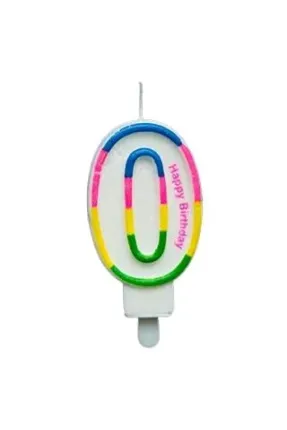 RENKLİ KLASİK 0 RAKAM MUM 7.5CM