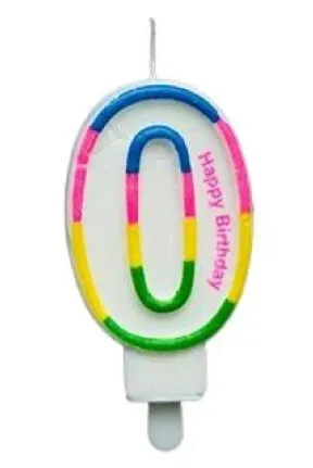 RENKLİ KLASİK 0 RAKAM MUM 7.5CM