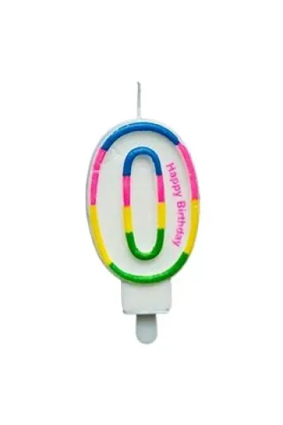 RENKLİ KLASİK 0 RAKAM MUM 7.5CM