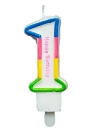 RENKLİ KLASİK 1 RAKAM MUM 7.5CM