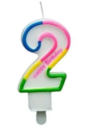 RENKLİ KLASİK 2 RAKAM MUM 7.5CM