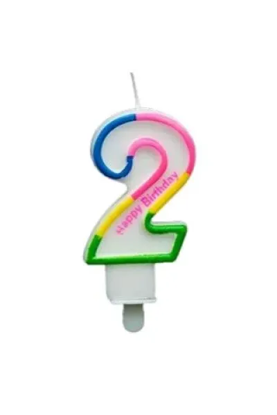 RENKLİ KLASİK 2 RAKAM MUM 7.5CM