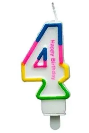 RENKLİ KLASİK 4 RAKAM MUM 7.5CM