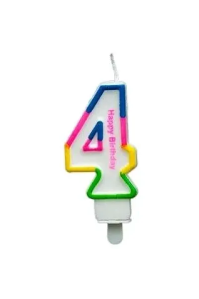 RENKLİ KLASİK 4 RAKAM MUM 7.5CM