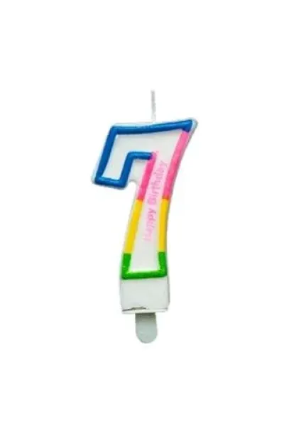 RENKLİ KLASİK 7 RAKAM MUM 7.5CM