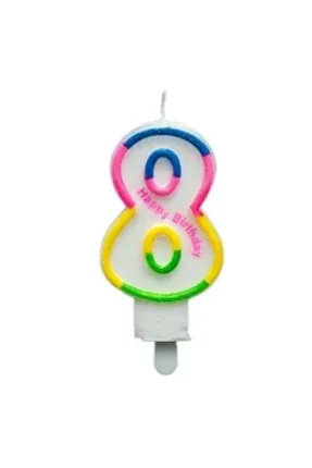 RENKLİ KLASİK 8 RAKAM MUM 7.5CM