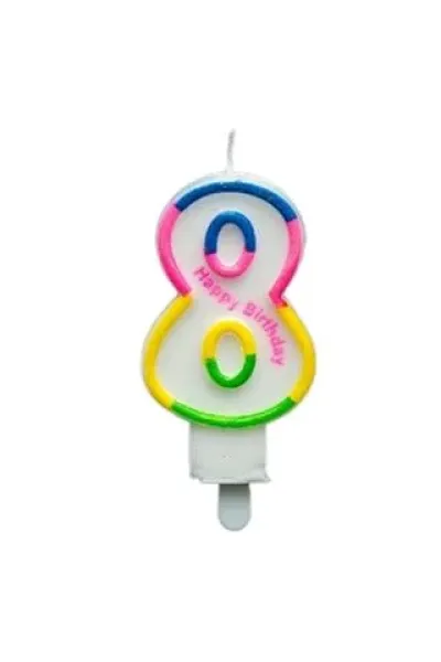 RENKLİ KLASİK 8 RAKAM MUM 7.5CM