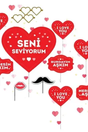 KONUŞMA BALONU SET 12 Lİ SENİ SEVİYORUM