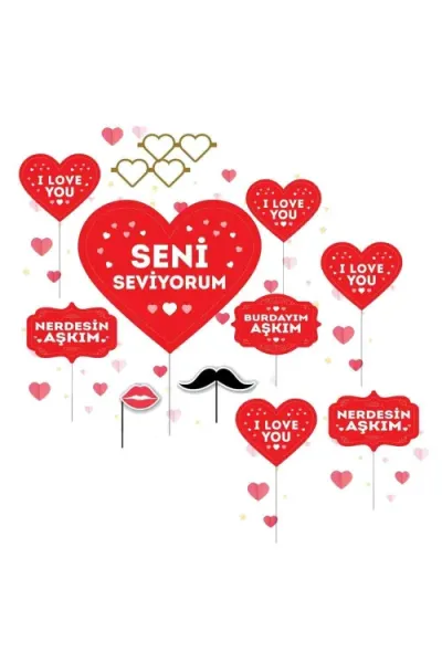 KONUŞMA BALONU SET 12 Lİ SENİ SEVİYORUM