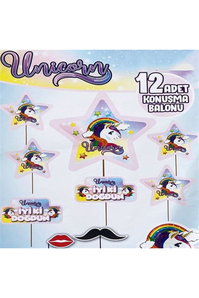 KONUŞMA BALONU SET 12 Lİ UNİCORN