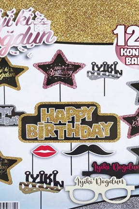 KONUŞMA BALONU SET 12 Lİ HAPPY BIRTHDAY