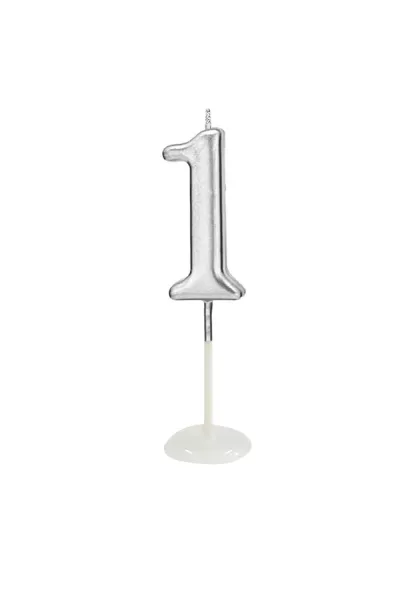 KÜÇÜK BOY 1 RAKAM GÜMÜŞ MUM 8CM