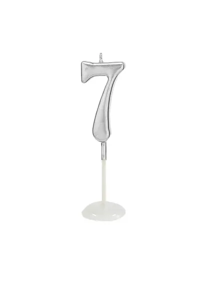 KÜÇÜK BOY 7 RAKAM GÜMÜŞ MUM 8CM