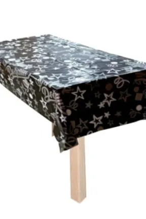 PLASTİK İYİKİ DOĞDUN SİYAH ÜSTÜ GÜMÜŞ BASKILI MASA ÖRTÜSÜ PLASTİK İYİKİ DOĞDUN SİYAH ÜSTÜ GÜMÜŞ BASKILI MASA ÖRTÜSÜ
